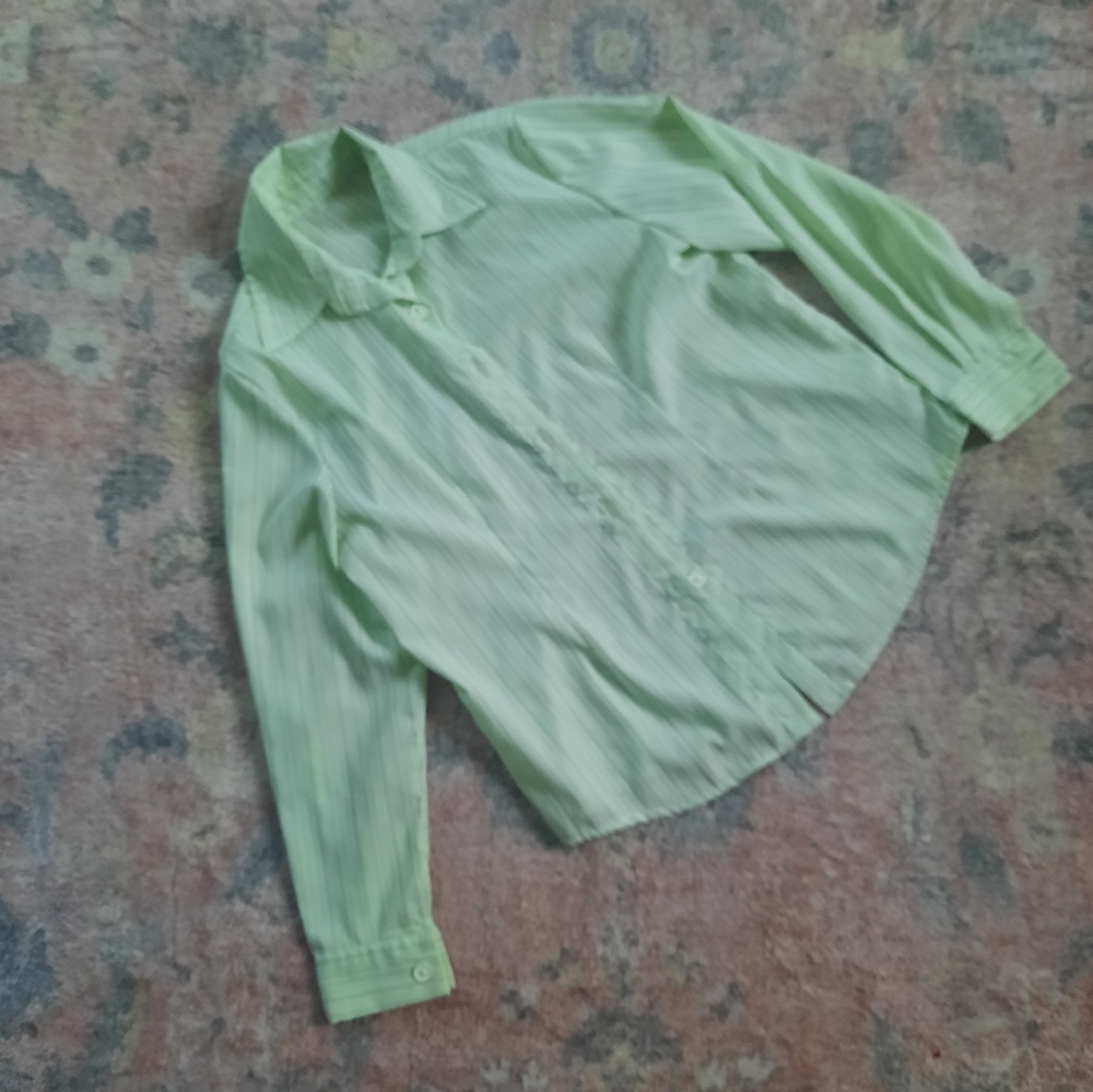 Green button down blouse